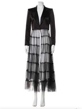 Alice + Olivia Everly Black Lace Long Sleeve Tulle Blazer Size S New With Tags